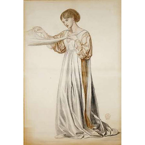 Study For a Pall Bearer In Dantes Dream Gold Ornate Wood Framed Art Print with Double Matting by Rossetti, Dante Gabriel