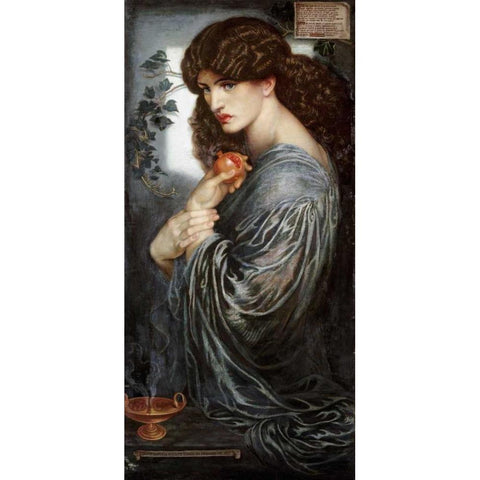 Proserpine Black Modern Wood Framed Art Print with Double Matting by Rossetti, Dante Gabriel