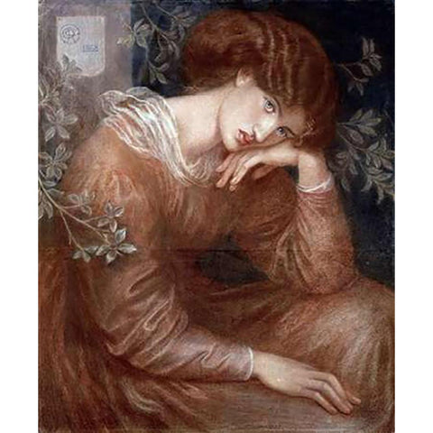 Reverie Gold Ornate Wood Framed Art Print with Double Matting by Rossetti, Dante Gabriel