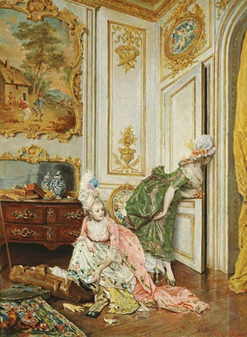 Les Curieuses Black Ornate Wood Framed Art Print with Double Matting by Rossi, Lucio