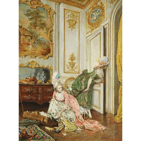 Les Curieuses Black Modern Wood Framed Art Print by Rossi, Lucio