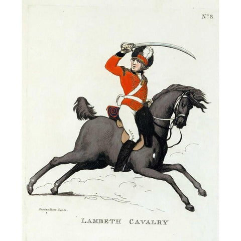 Lambeth Cavalry White Modern Wood Framed Art Print by Rowlandson, Thomas