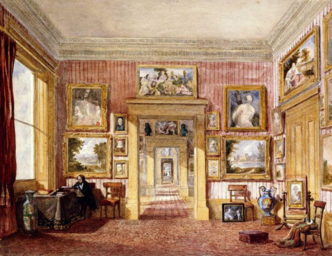 The Dining Room at Thirlestaine House Black Ornate Wood Framed Art Print with Double Matting by Rushout-Bowles, Harriet