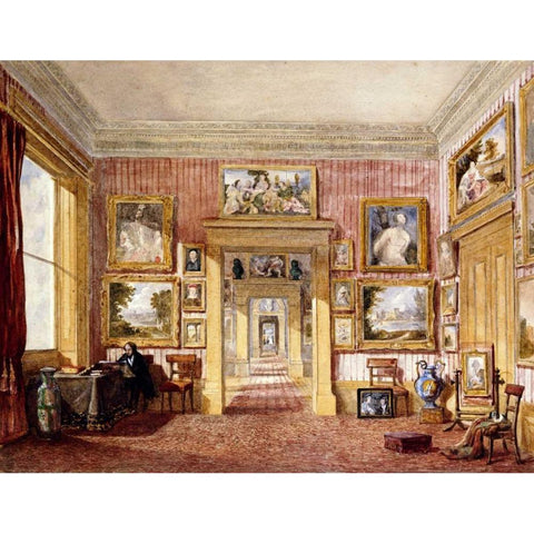 The Dining Room at Thirlestaine House Black Modern Wood Framed Art Print by Rushout-Bowles, Harriet