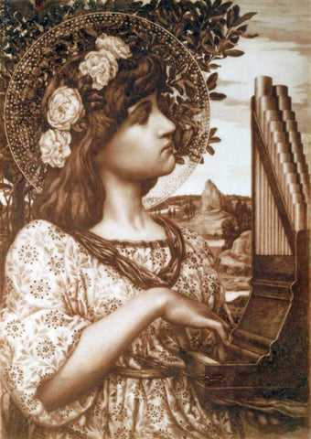 Saint Cecilia Black Ornate Wood Framed Art Print with Double Matting by Ryland, Henry