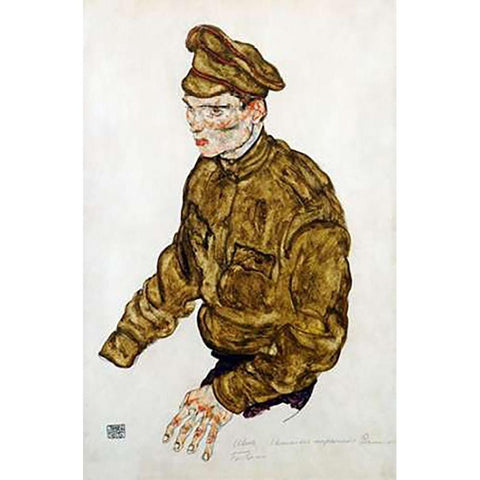 Russian Prisioner of War White Modern Wood Framed Art Print by Schiele, Egon