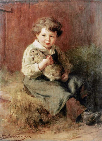 The Pet Rabbit White Modern Wood Framed Art Print with Double Matting by Schlesinger, Felix