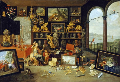 A Personification and Allegory of Sight White Modern Wood Framed Art Print with Double Matting by School of Antwerp