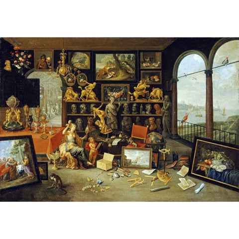 A Personification and Allegory of Sight Black Modern Wood Framed Art Print by School of Antwerp