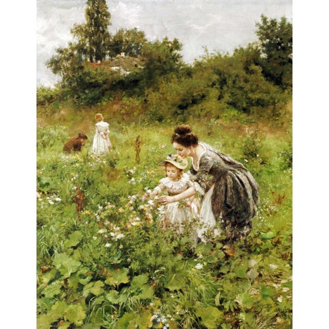Summers Delight. Sommerlust Black Modern Wood Framed Art Print with Double Matting by Seeger, Hermann