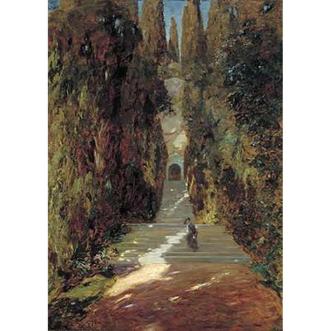 A Messa Prima Black Modern Wood Framed Art Print with Double Matting by Segantini, Giovanni