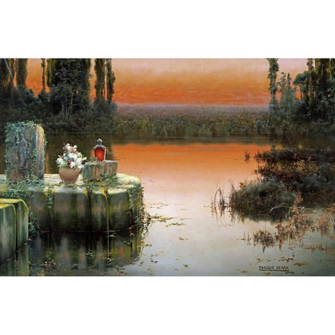 Flooded Ruins at Sunset Black Modern Wood Framed Art Print by Serra, Enrique