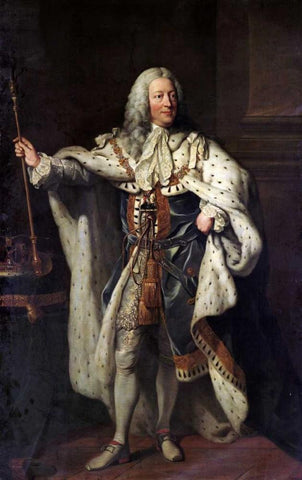 Portrait of King George II White Modern Wood Framed Art Print with Double Matting by Shackleton, John