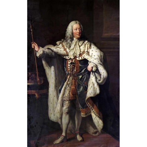 Portrait of King George II Black Modern Wood Framed Art Print by Shackleton, John
