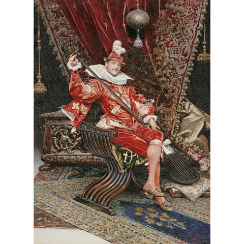 Madrigale Black Modern Wood Framed Art Print with Double Matting by Signorini, Giuseppe