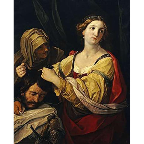 Judith With The Head of Holofernes Black Modern Wood Framed Art Print with Double Matting by Sirani, Elisabetta