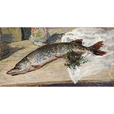 The Pike Black Modern Wood Framed Art Print by Sisley, Alfred