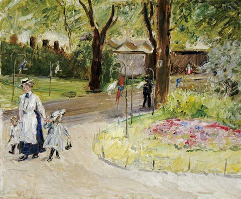 The Entrance to The Zoological Gardens, Frankfurt White Modern Wood Framed Art Print with Double Matting by Slevogt, Max