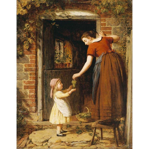Gathering The Grapes Black Modern Wood Framed Art Print with Double Matting by Smith, George
