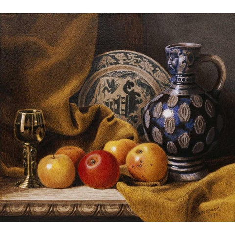 Still Life With a Jug Gold Ornate Wood Framed Art Print with Double Matting by Spiers, Benjamin Walter