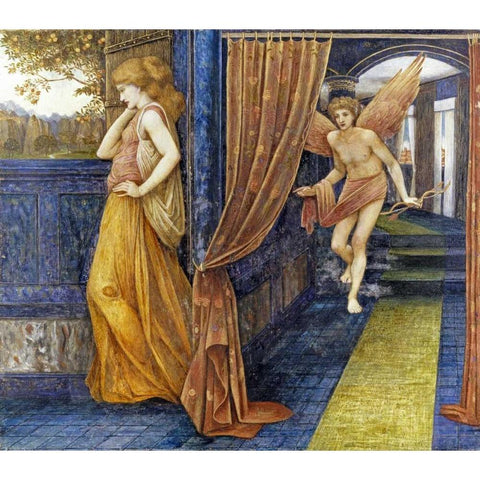 Cupid and Psyche White Modern Wood Framed Art Print by Stanhope, John Roddam Spencer