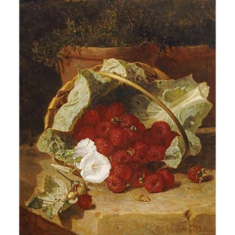 Raspberries White Modern Wood Framed Art Print by Stannard, Eloise Harriet