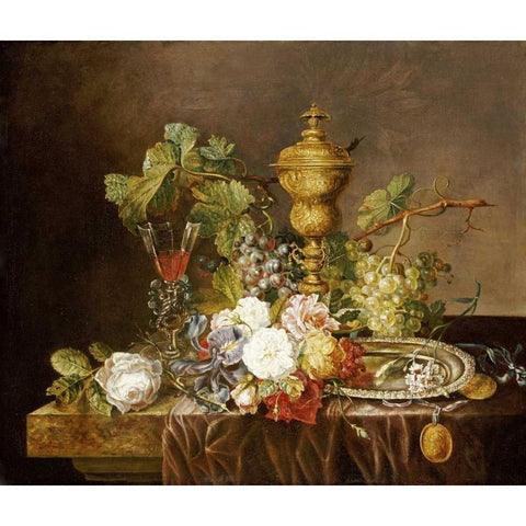 A Still Life With Roses White Modern Wood Framed Art Print by Stannard, Emily