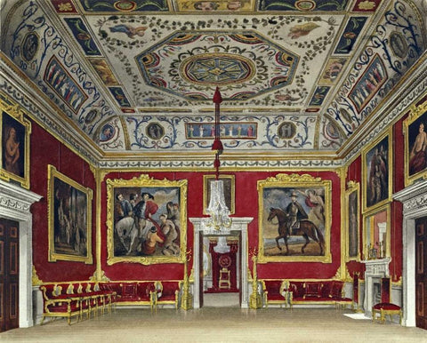 Drawing Room, Buckingham House White Modern Wood Framed Art Print with Double Matting by Stephanoff, I.
