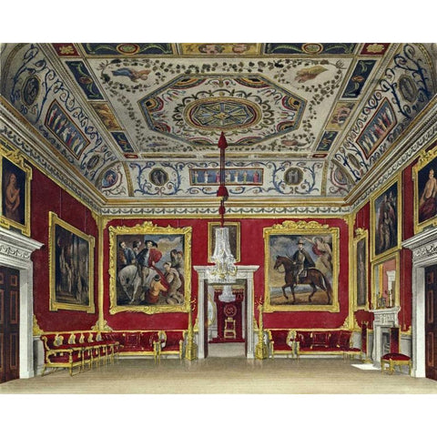 Drawing Room, Buckingham House Black Modern Wood Framed Art Print by Stephanoff, I.
