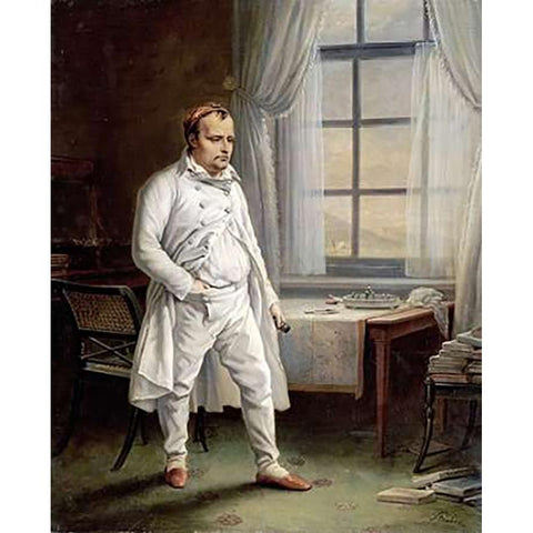 Napoleon On St. Helena Black Modern Wood Framed Art Print by Steuben, Charles Auguste