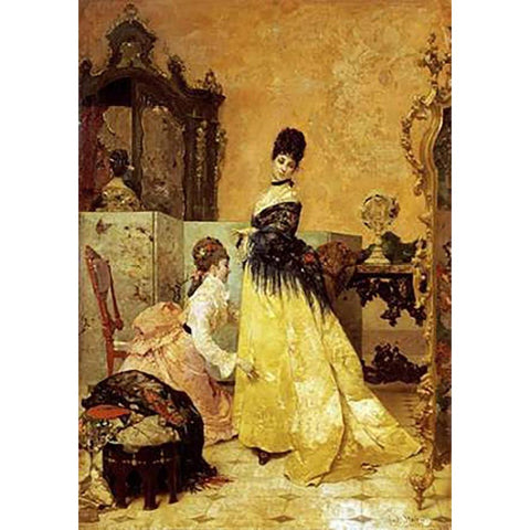 The New Dress White Modern Wood Framed Art Print by Stevens, Alfred