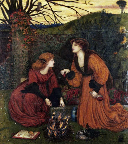Pharmakeutria - Brewing The Love Philtre White Modern Wood Framed Art Print with Double Matting by Stillman, Marie Spartali