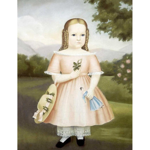 Portrait of a Girl Black Modern Wood Framed Art Print by Stock, Joseph Whiting