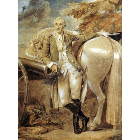 General Nathaniel Green Gold Ornate Wood Framed Art Print with Double Matting by Stothard, Thomas