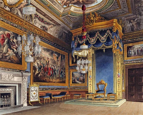The Kings Audience Chamber, Windsor Castle White Modern Wood Framed Art Print with Double Matting by Sutherland, T.