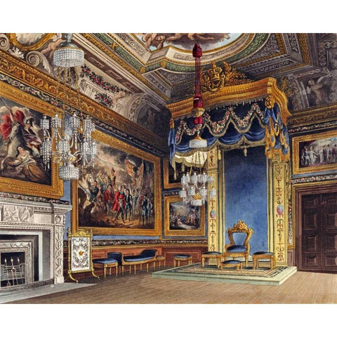 The Kings Audience Chamber, Windsor Castle Black Modern Wood Framed Art Print with Double Matting by Sutherland, T.