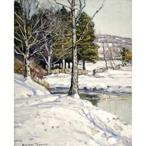 The Old Stone Wall Black Modern Wood Framed Art Print by Symons, George Gardiner
