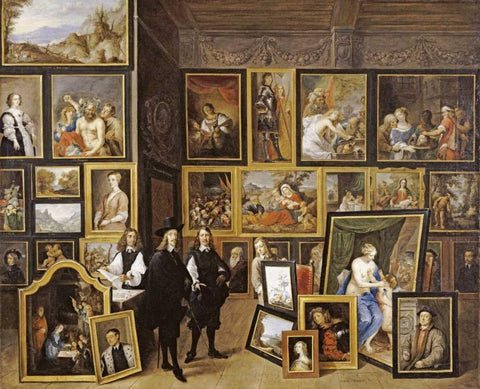 Archduke Leopold Wilhelm Black Ornate Wood Framed Art Print with Double Matting by Teniers, David