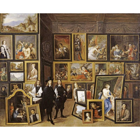 Archduke Leopold Wilhelm Gold Ornate Wood Framed Art Print with Double Matting by Teniers, David