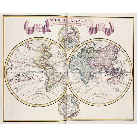 Nieue Hand-Atlas Gold Ornate Wood Framed Art Print with Double Matting by Tirion, Isaak