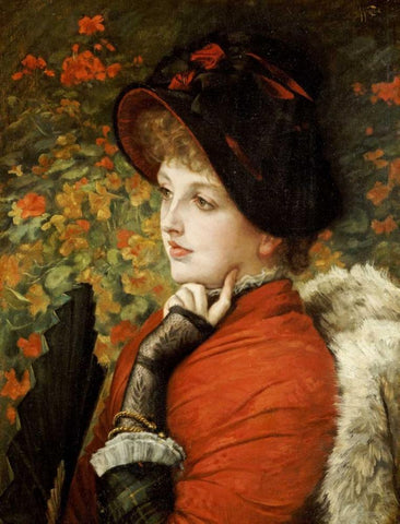 Type of Beauty White Modern Wood Framed Art Print with Double Matting by Tissot, James Jacques