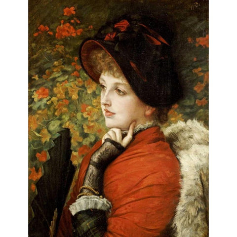Type of Beauty Black Modern Wood Framed Art Print by Tissot, James Jacques