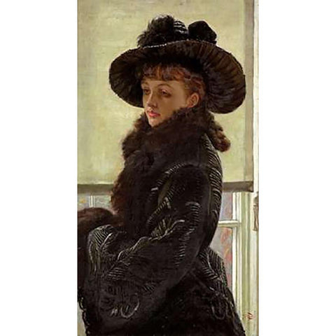 Mavourneen, Portrait of Kathleen Newton Gold Ornate Wood Framed Art Print with Double Matting by Tissot, James Jacques