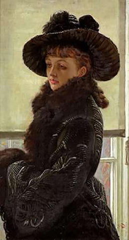 Mavourneen, Portrait of Kathleen Newton White Modern Wood Framed Art Print with Double Matting by Tissot, James Jacques