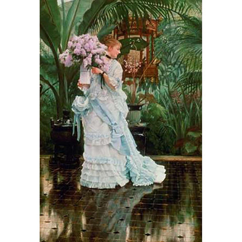 The Bunch of Lilacs White Modern Wood Framed Art Print by Tissot, James Jacques