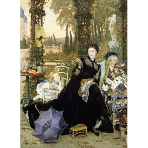 Une Veuve. a Widow Black Modern Wood Framed Art Print by Tissot, James Jacques