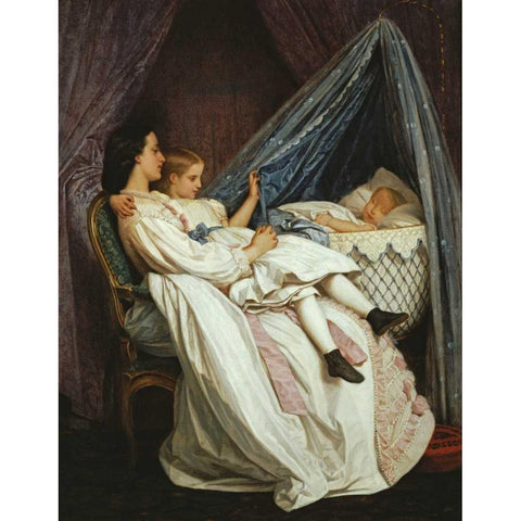 The New Arrival White Modern Wood Framed Art Print by Toulmouche, Auguste