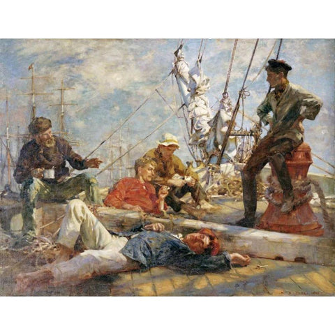 The Midday Rest White Modern Wood Framed Art Print by Tuke, Henry Scott