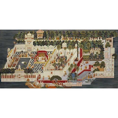 The Lake Palace Black Modern Wood Framed Art Print with Double Matting by Udaipur