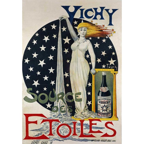 Vichy, Source Des Etoiles Black Modern Wood Framed Art Print with Double Matting by Unknown